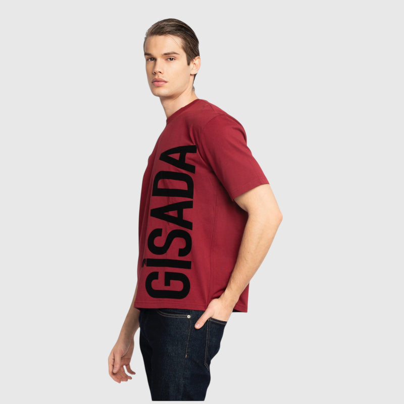 Oversized T-Shirt in Heavy Cotton with Large Side Logo Flock Print - Gisada.com
