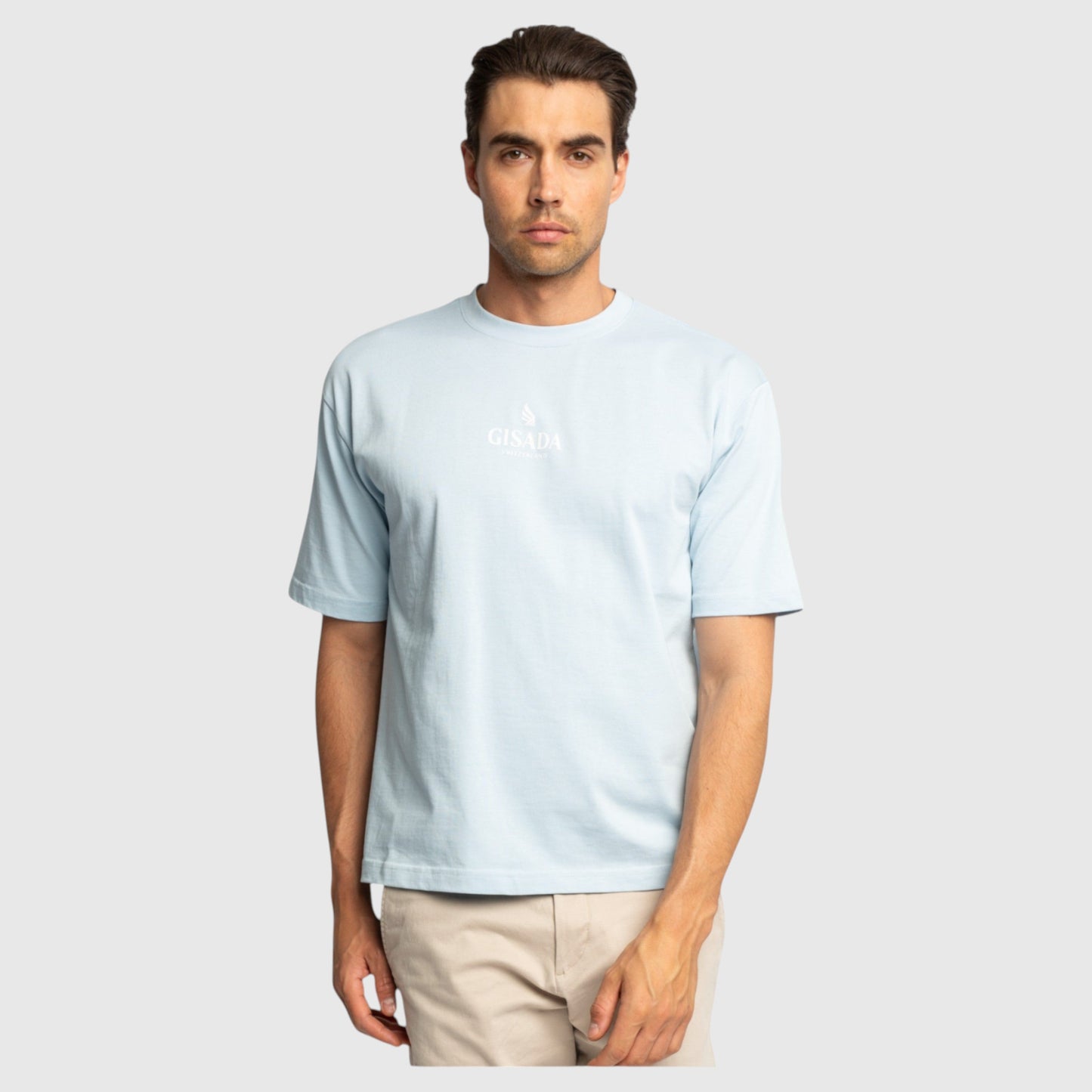 Oversized T-Shirt in Heavy Cotton with Small Central Printed Logo - Gisada.com