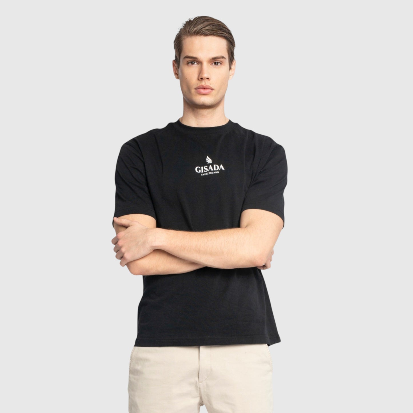 Oversized T-Shirt in Heavy Cotton with Small Central Printed Logo - Gisada.com