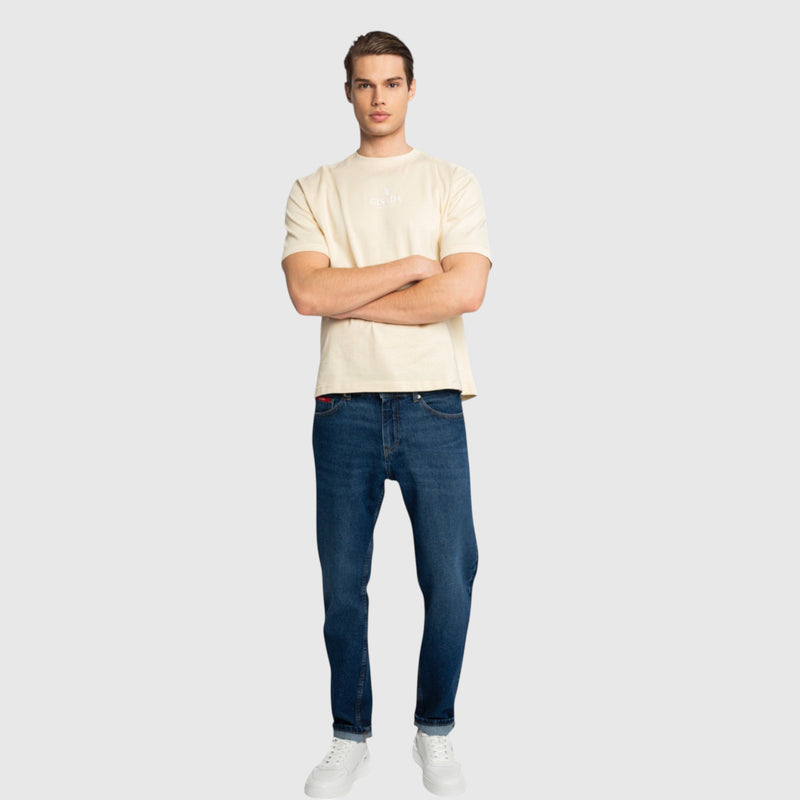 Oversized T-Shirt in Heavy Cotton with Small Central Printed Logo - Gisada.com