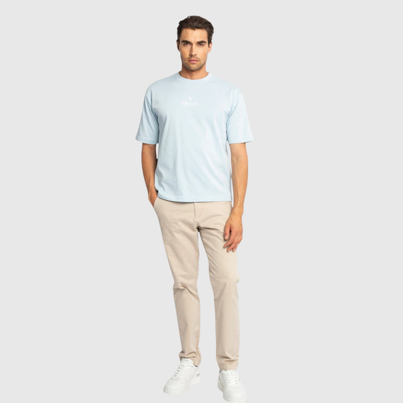 Oversized T-Shirt in Heavy Cotton with Small Central Printed Logo - Gisada.com
