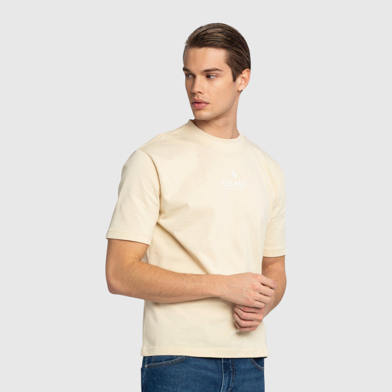 Oversized T-Shirt in Heavy Cotton with Small Central Printed Logo - Gisada.com