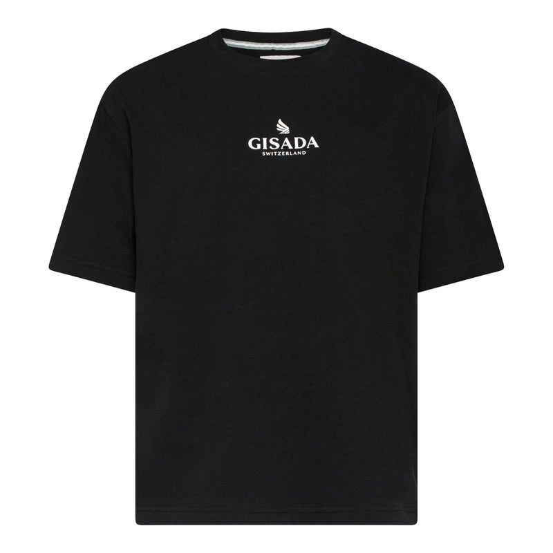 Oversized T-Shirt in Heavy Cotton with Small Central Printed Logo - Gisada.com