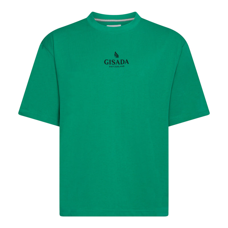 Oversized T-Shirt in Heavy Cotton with Small Central Printed Logo - Gisada.com