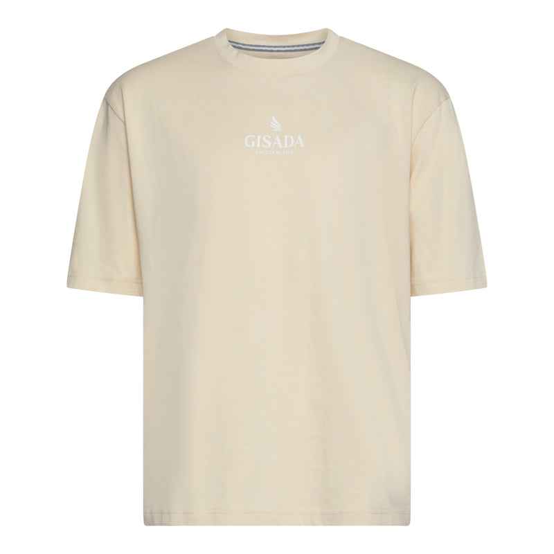 Oversized T-Shirt in Heavy Cotton with Small Central Printed Logo - Gisada.com