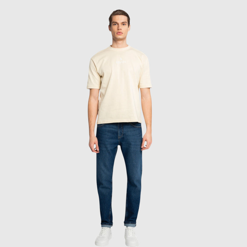 Oversized T-Shirt in Heavy Cotton with Small Central Printed Logo - Gisada.com