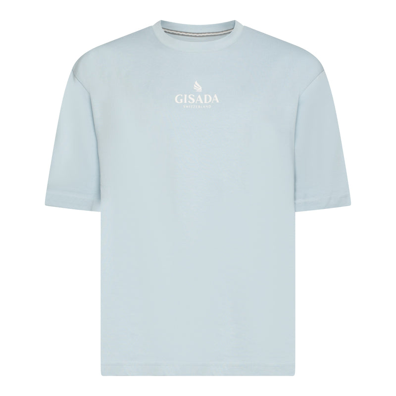 Oversized T-Shirt in Heavy Cotton with Small Central Printed Logo - Gisada.com