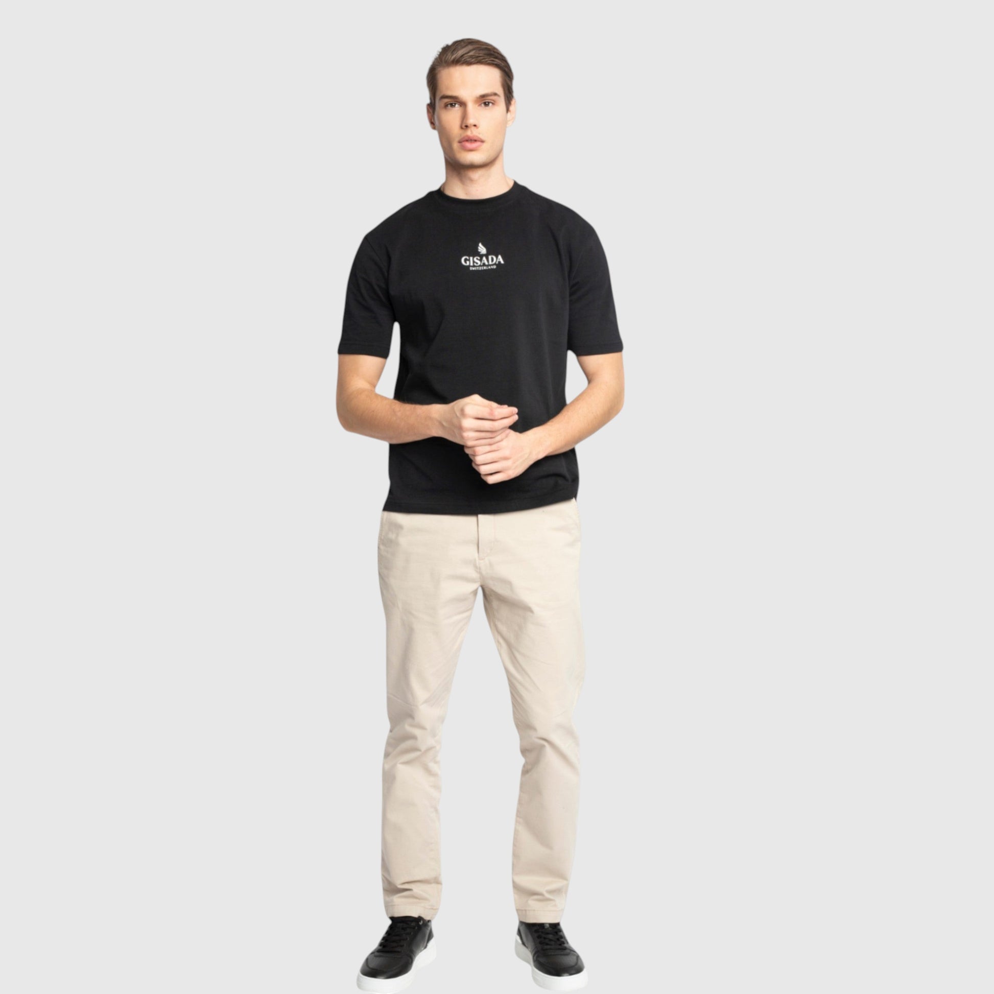 Oversized T-Shirt in Heavy Cotton with Small Central Printed Logo - Gisada.com