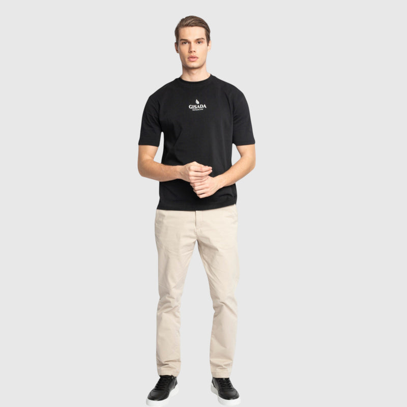 Oversized T-Shirt in Heavy Cotton with Small Central Printed Logo - Gisada.com