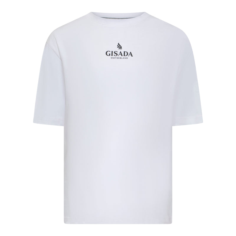 Oversized T-Shirt in Heavy Cotton with Small Central Printed Logo - Gisada.com