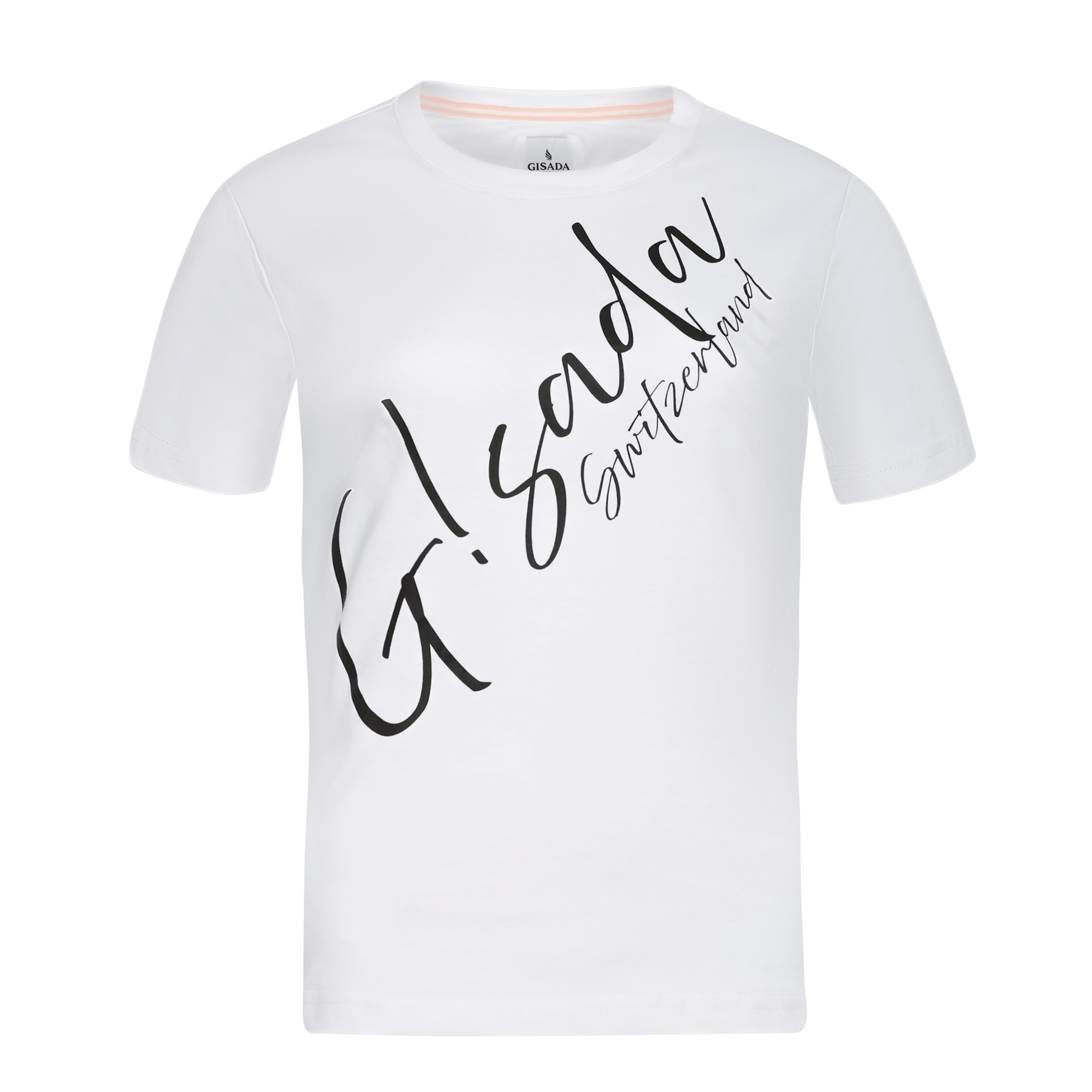 White Oversized Jersey Cotton T-Shirt with Cursive Flock Logo – Gisada ...