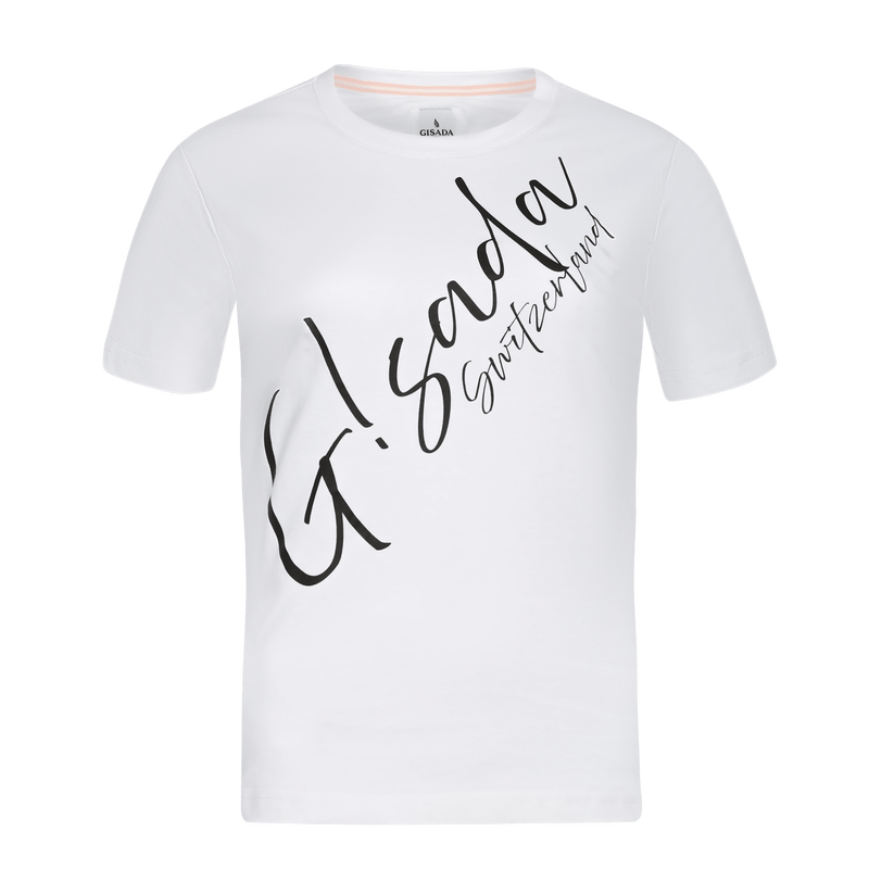 Oversized T-Shirt in Jersey Cotton with Cursive Flock Print - Gisada.com