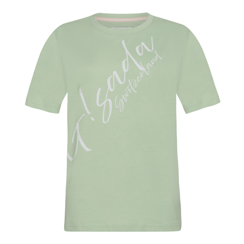 Oversized T-Shirt in Jersey Cotton with Cursive Flock Print - Gisada.com