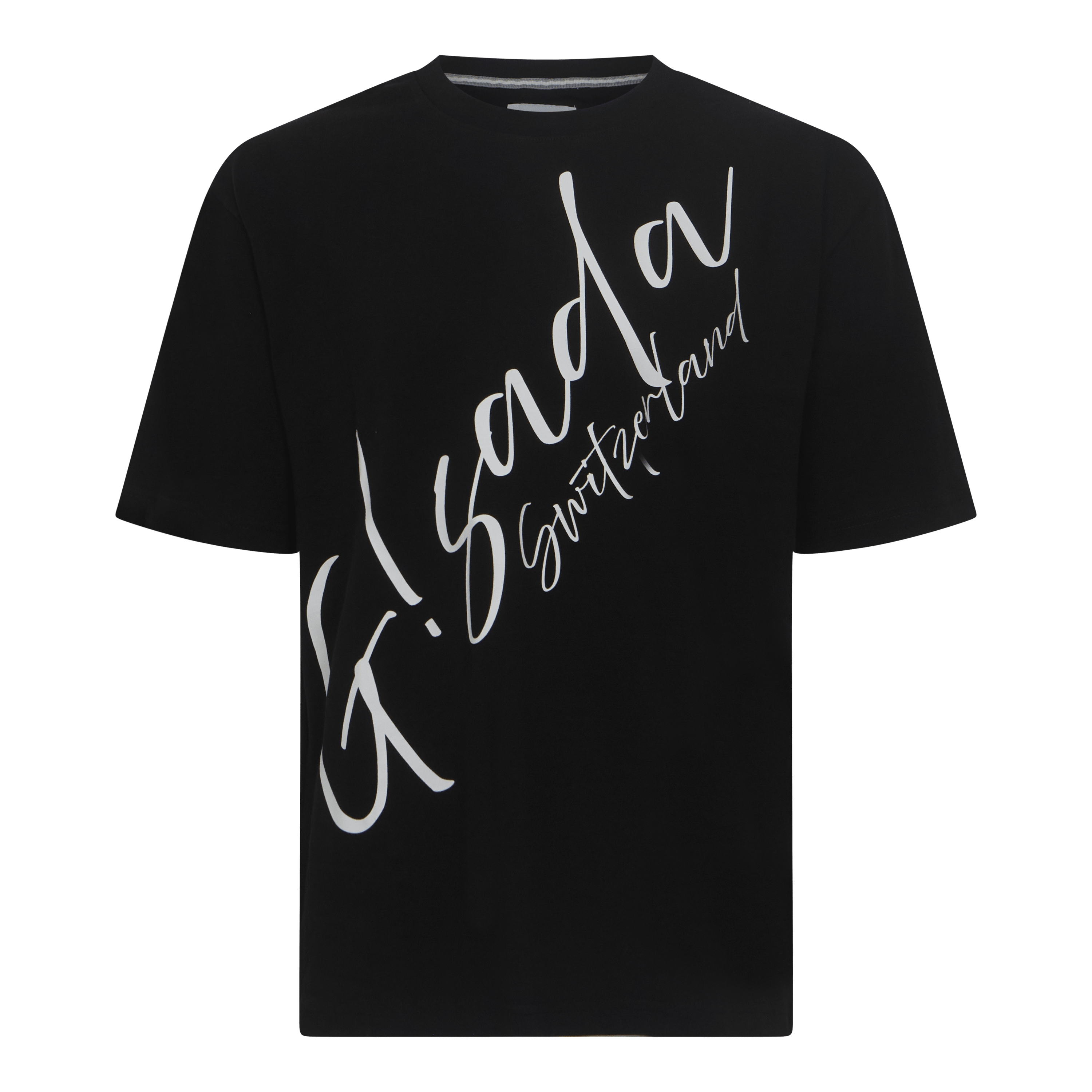 Black Oversized T-Shirt – Jersey Cotton with Cursive Flock Print by ...