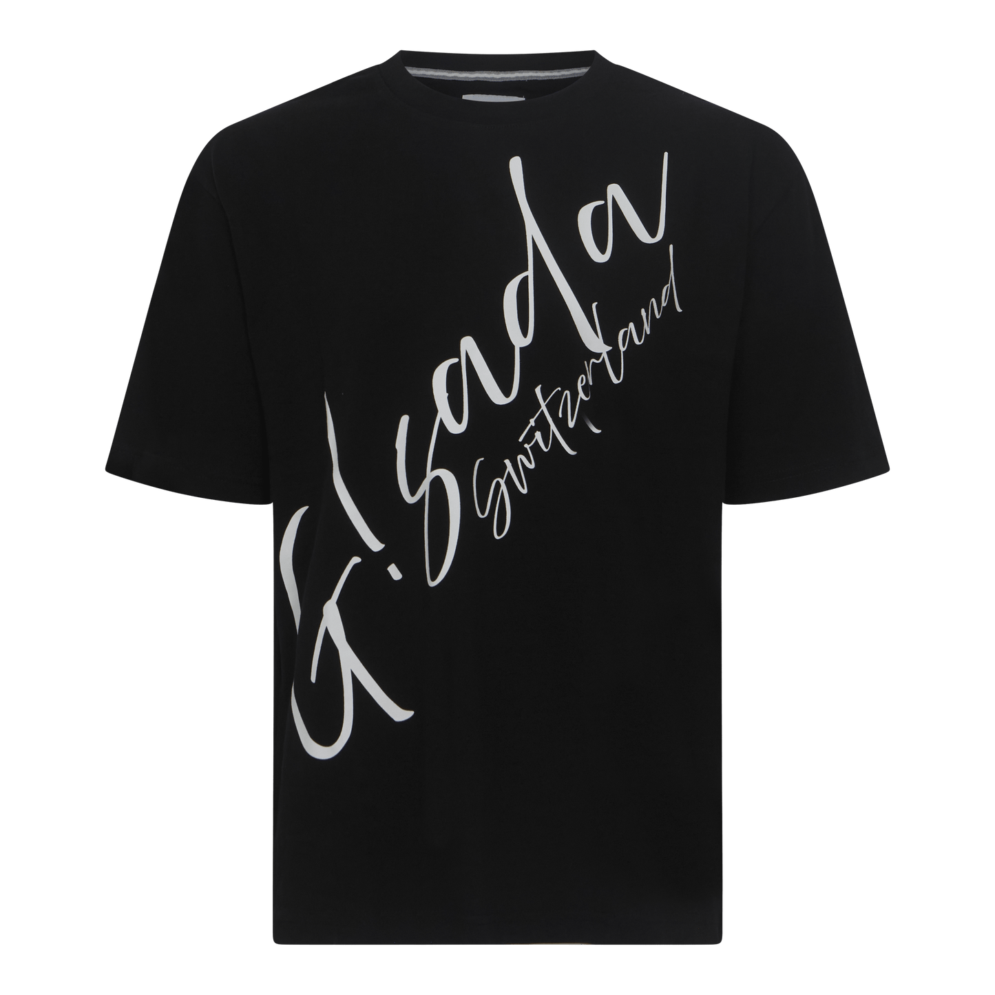 Oversized T-Shirt in Jersey Cotton with Cursive Flock Print - Gisada.com