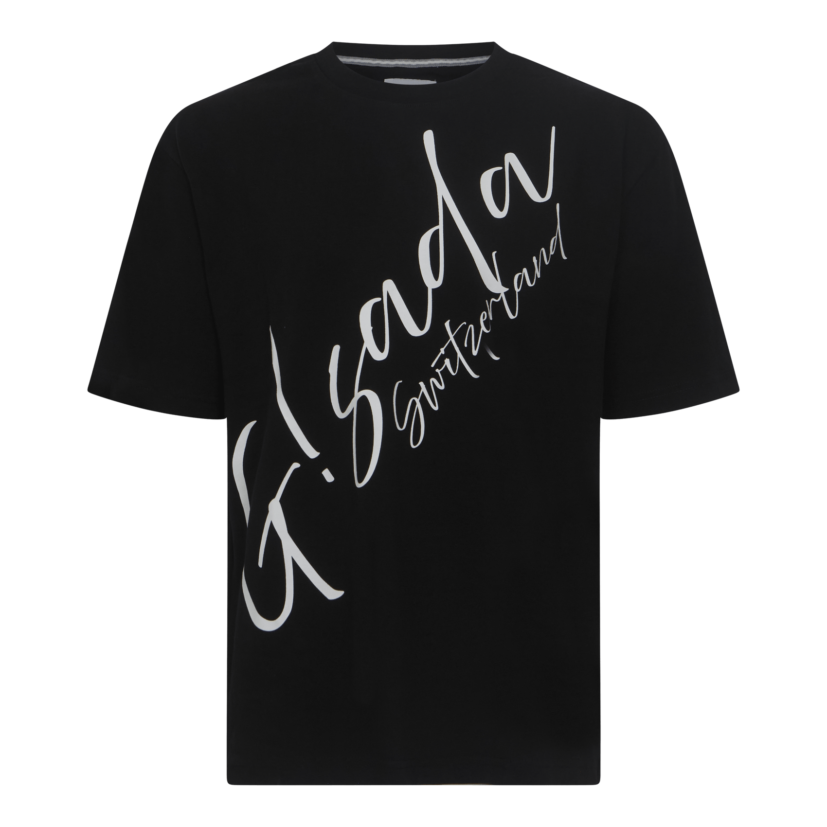 Oversized T-Shirt in Jersey Cotton with Cursive Flock Print - Gisada.com