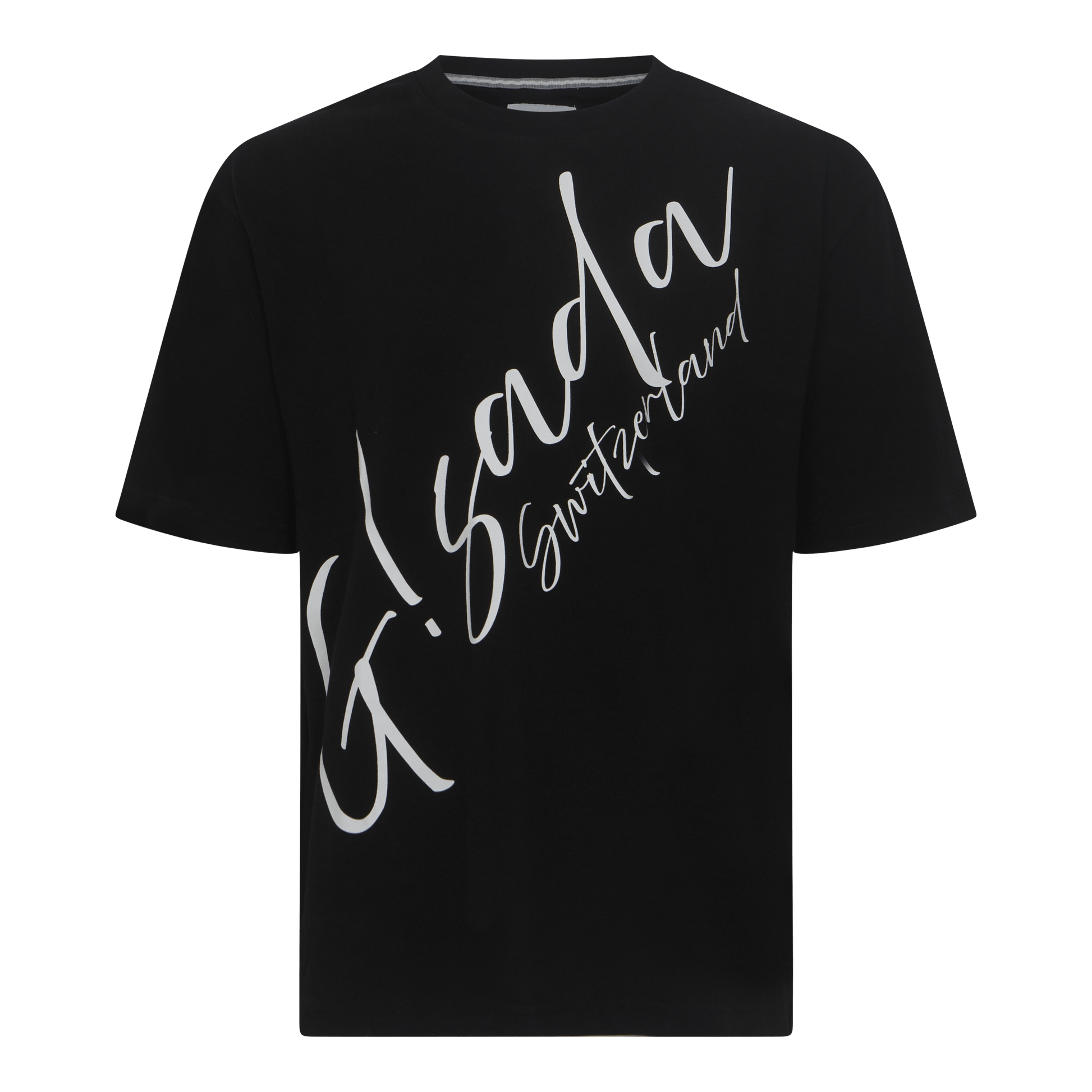 Oversized T-Shirt in Jersey Cotton with Cursive Flock Print - Gisada.com