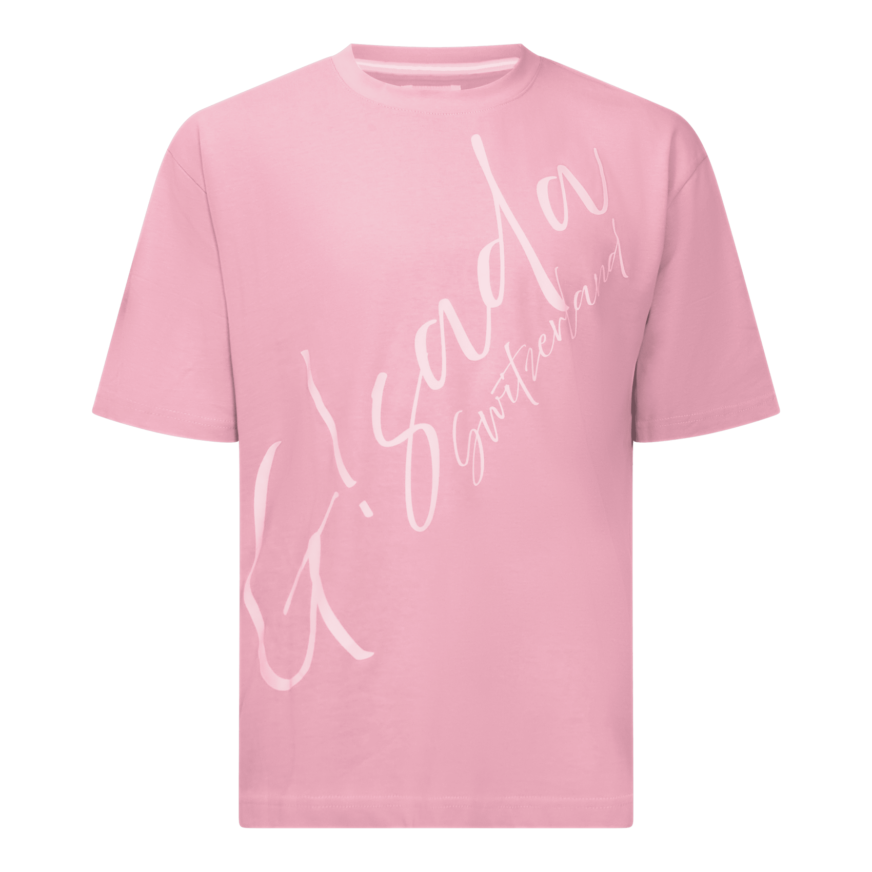 Oversized T-Shirt in Jersey Cotton with Cursive Flock Print - Gisada.com