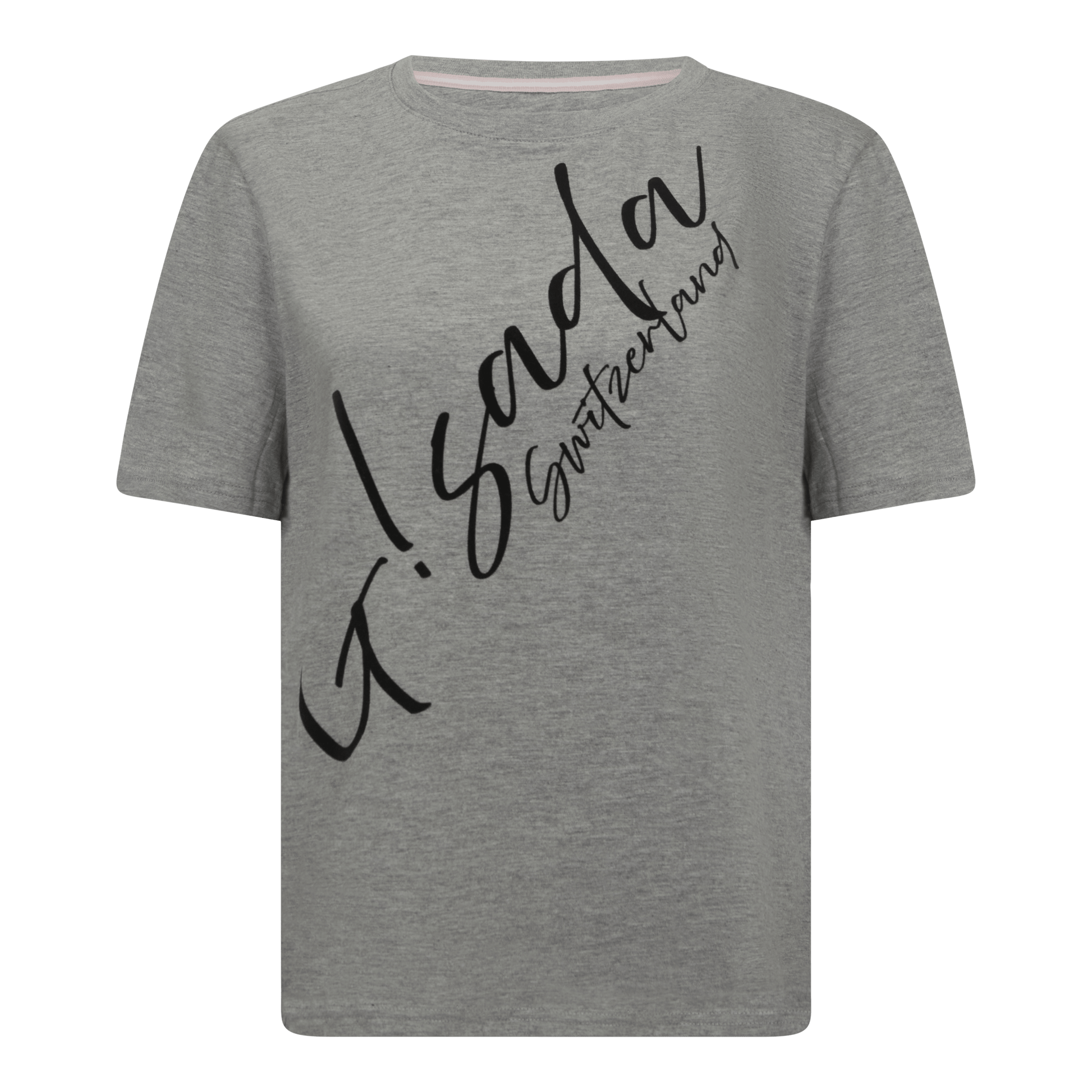 Oversized T-Shirt in Jersey Cotton with Cursive Flock Print - Gisada.com
