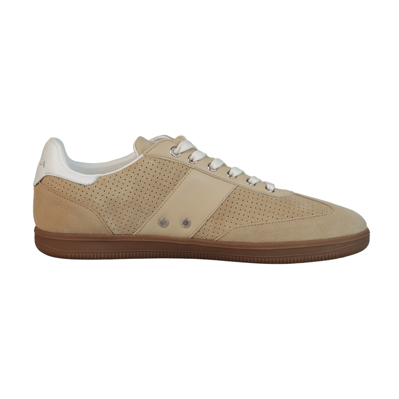 Perforated Flat Sole Sneaker in Suede Leather - Gisada.com
