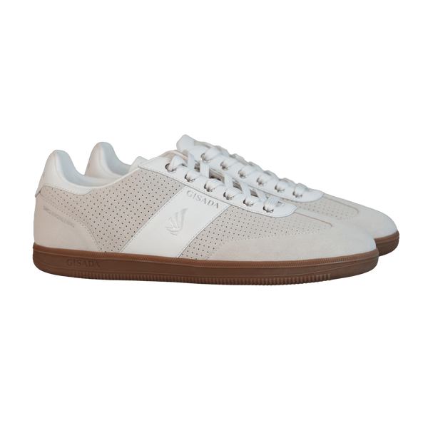 Perforated Flat Sole Sneaker in Suede Leather