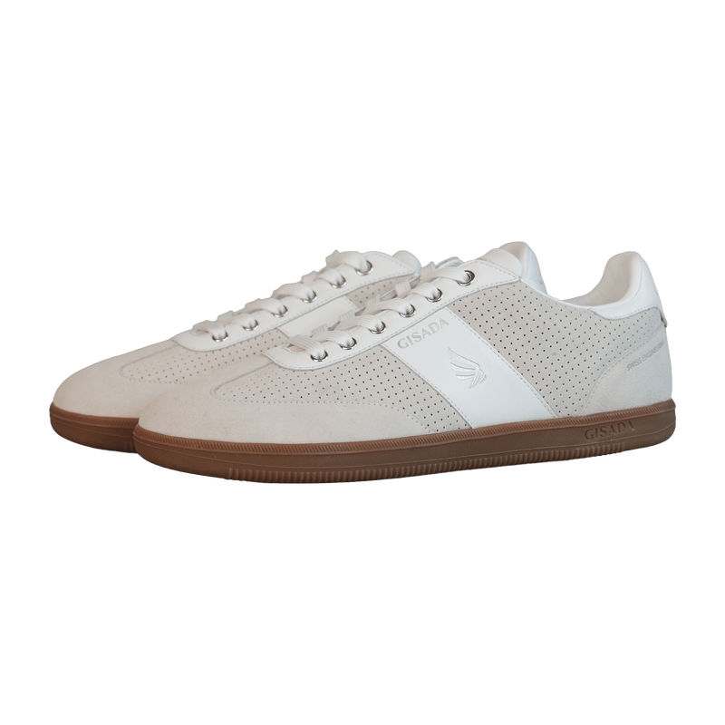 Perforated Flat Sole Sneaker in Suede Leather - Gisada.com