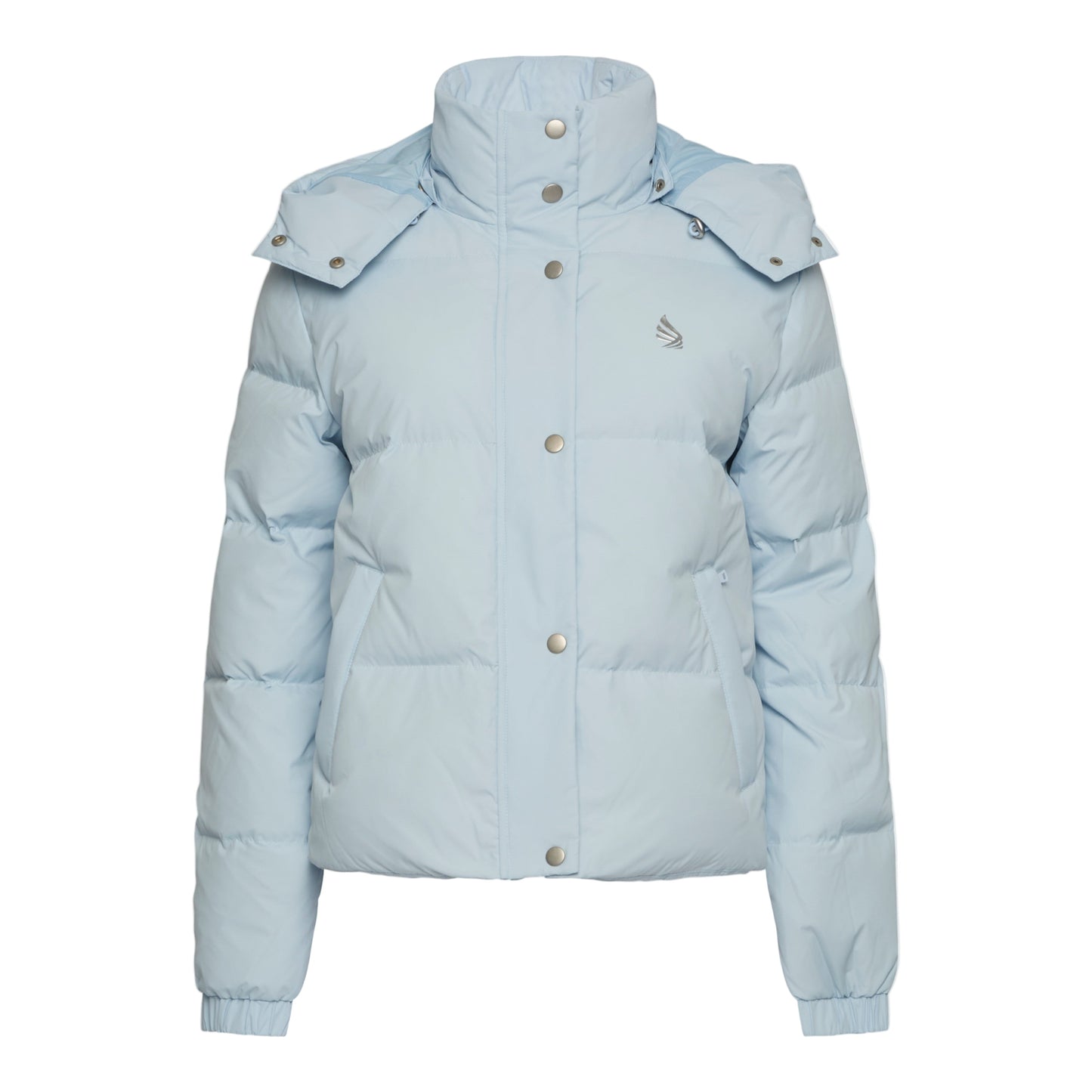 Puffer Down Jacket with Detachable Hood and Logo Print - Gisada.com