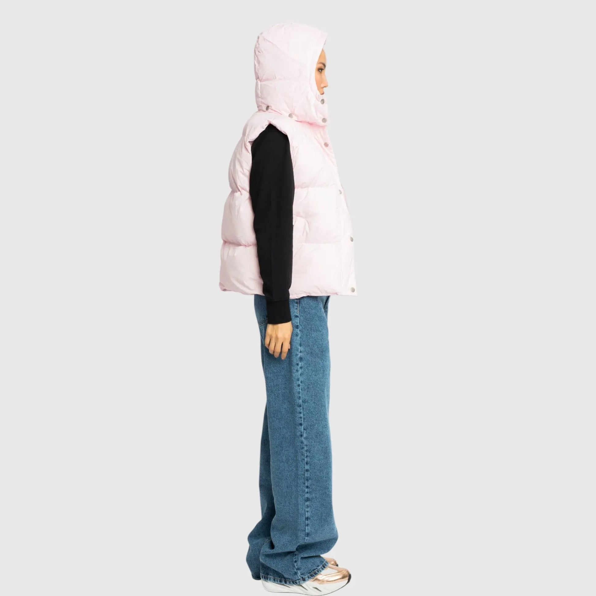Puffer Gilet with Detachable Hood and Logo Print - Gisada.com
