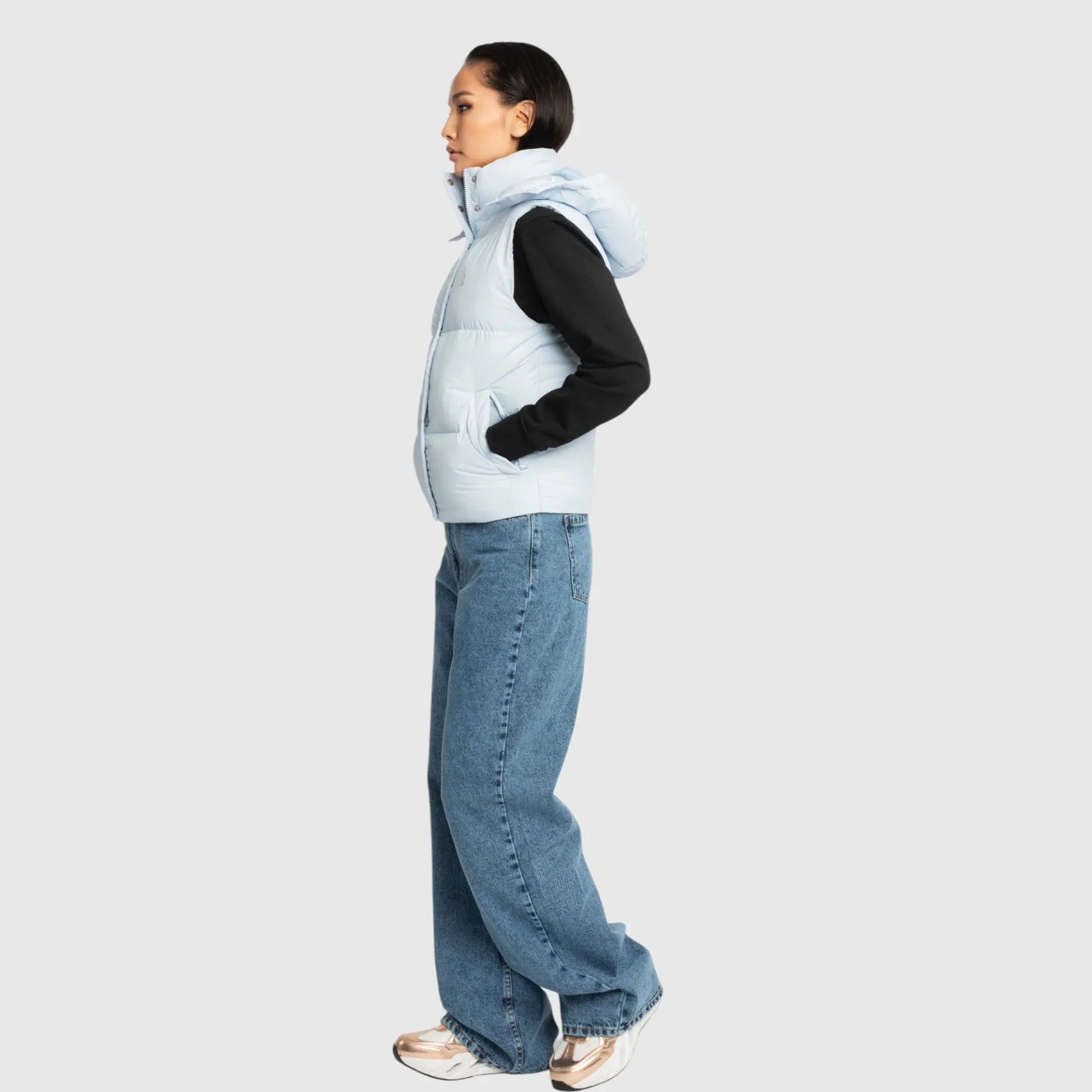 Puffer Gilet with Detachable Hood and Logo Print - Gisada.com
