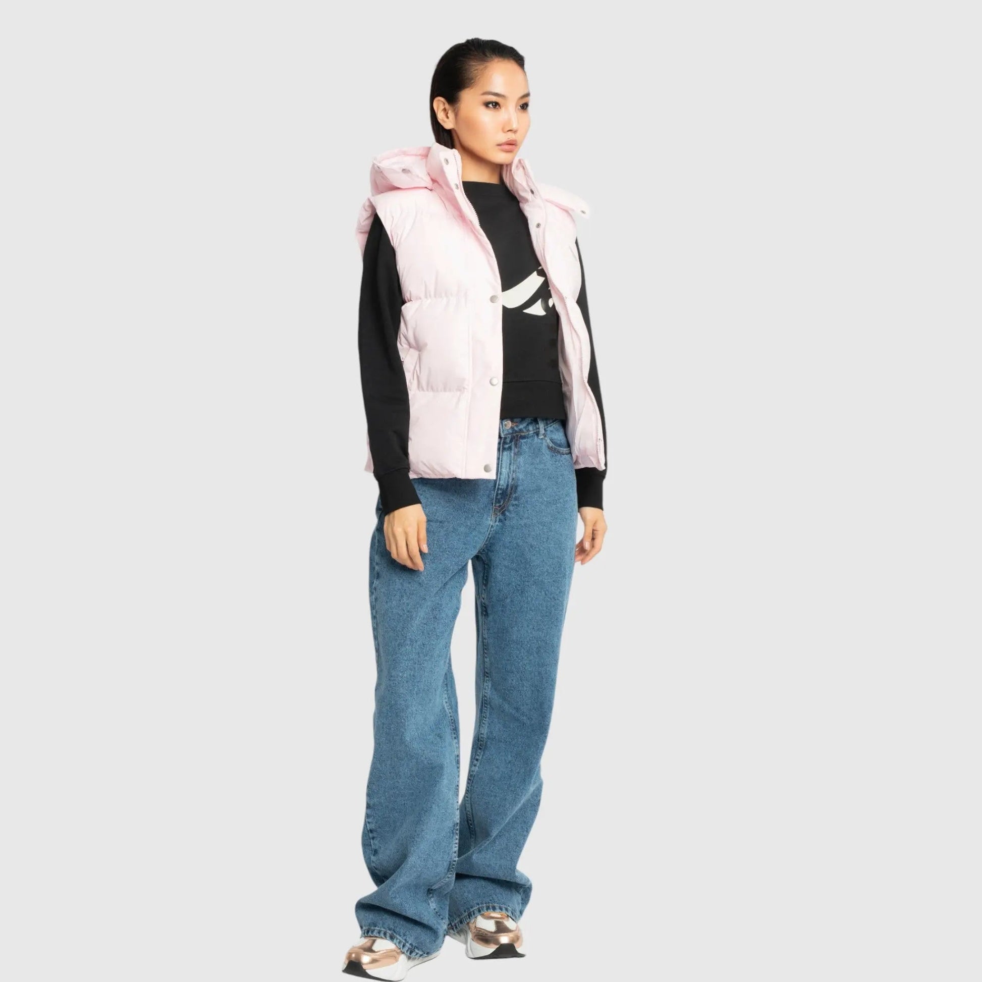 Puffer Gilet with Detachable Hood and Logo Print - Gisada.com