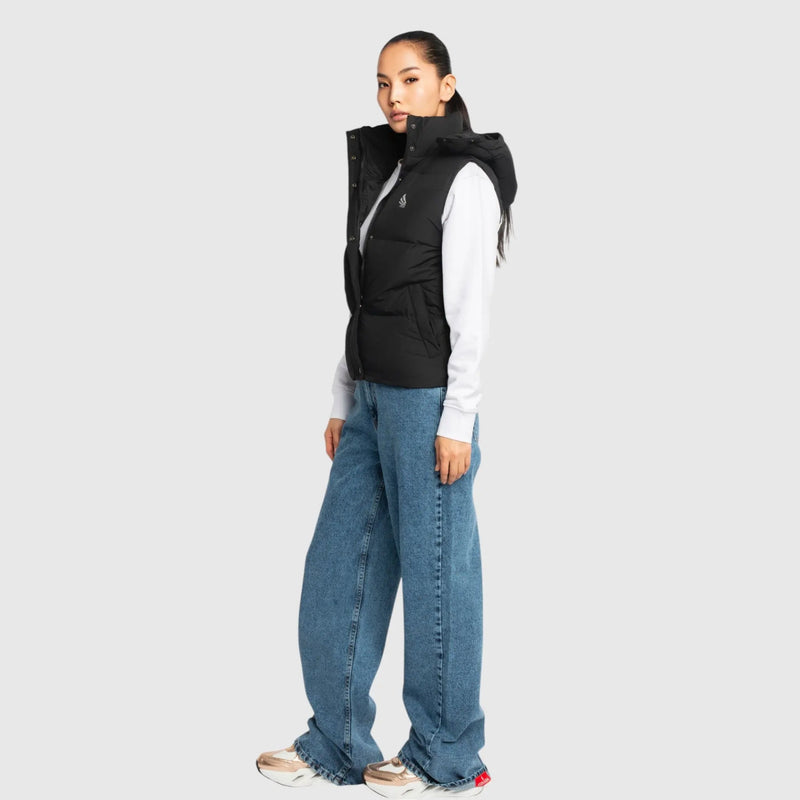 Puffer Gilet with Detachable Hood and Logo Print - Gisada.com
