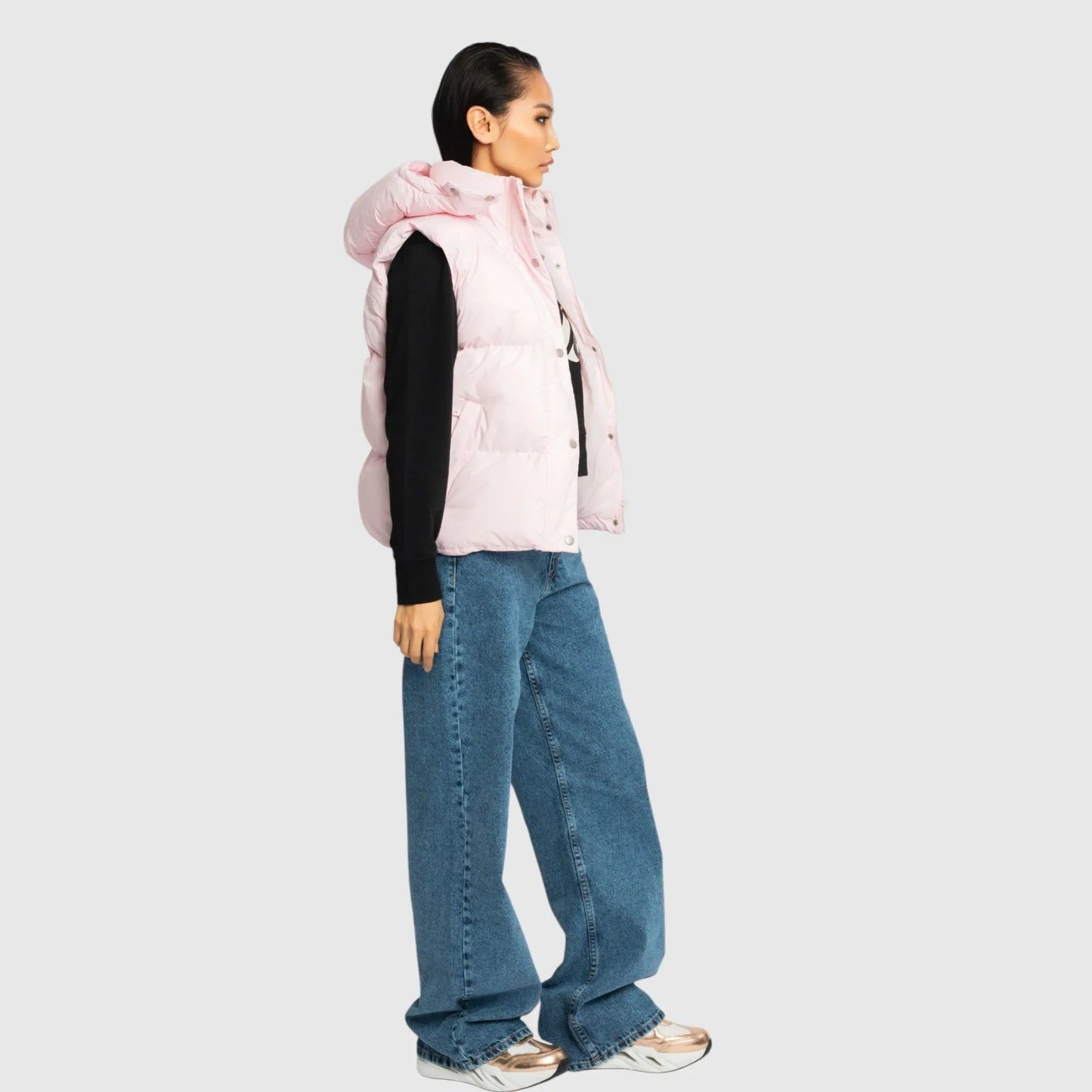 Puffer Gilet with Detachable Hood and Logo Print - Gisada.com