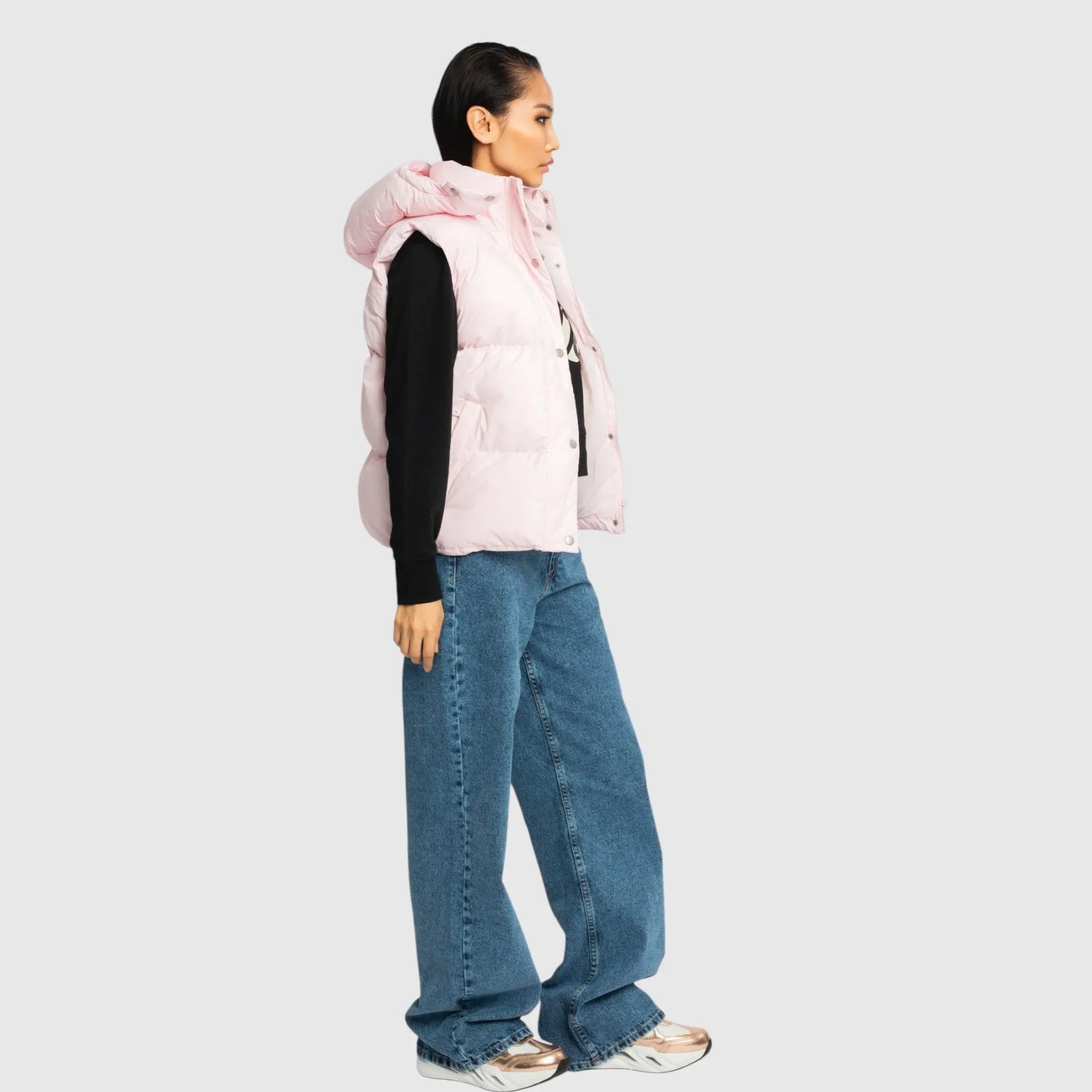 Puffer Gilet with Detachable Hood and Logo Print - Gisada.com