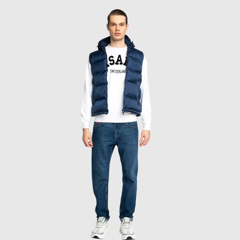 Puffer Gilet with Logo Patch on Back - Gisada.com