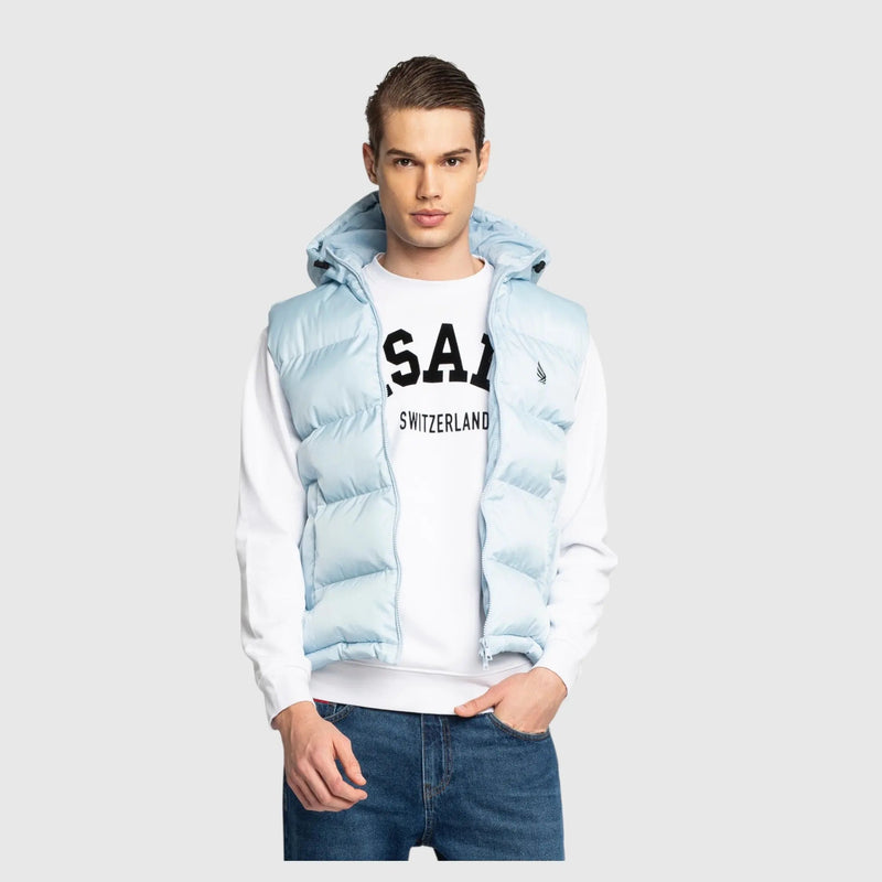 Puffer Gilet with Logo Patch on Back - Gisada.com