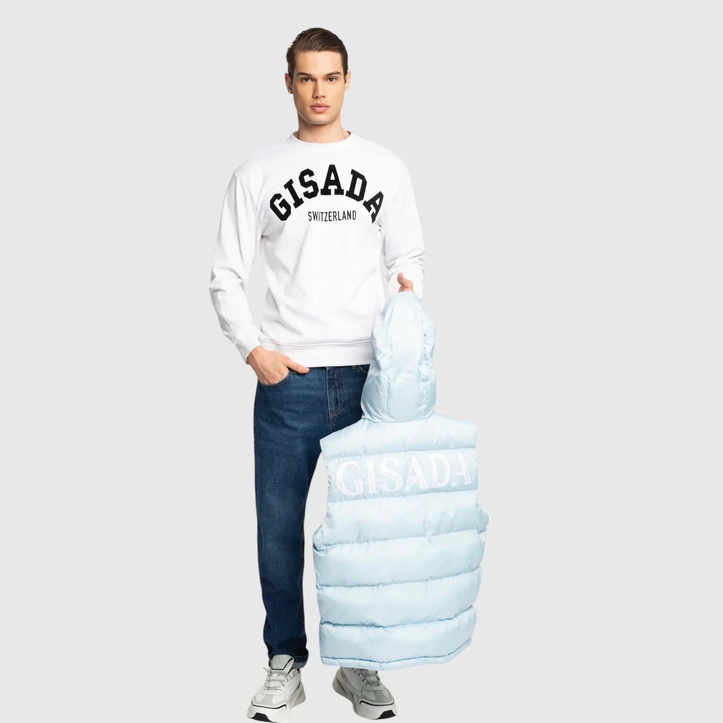 Puffer Gilet with Logo Patch on Back - Gisada.com