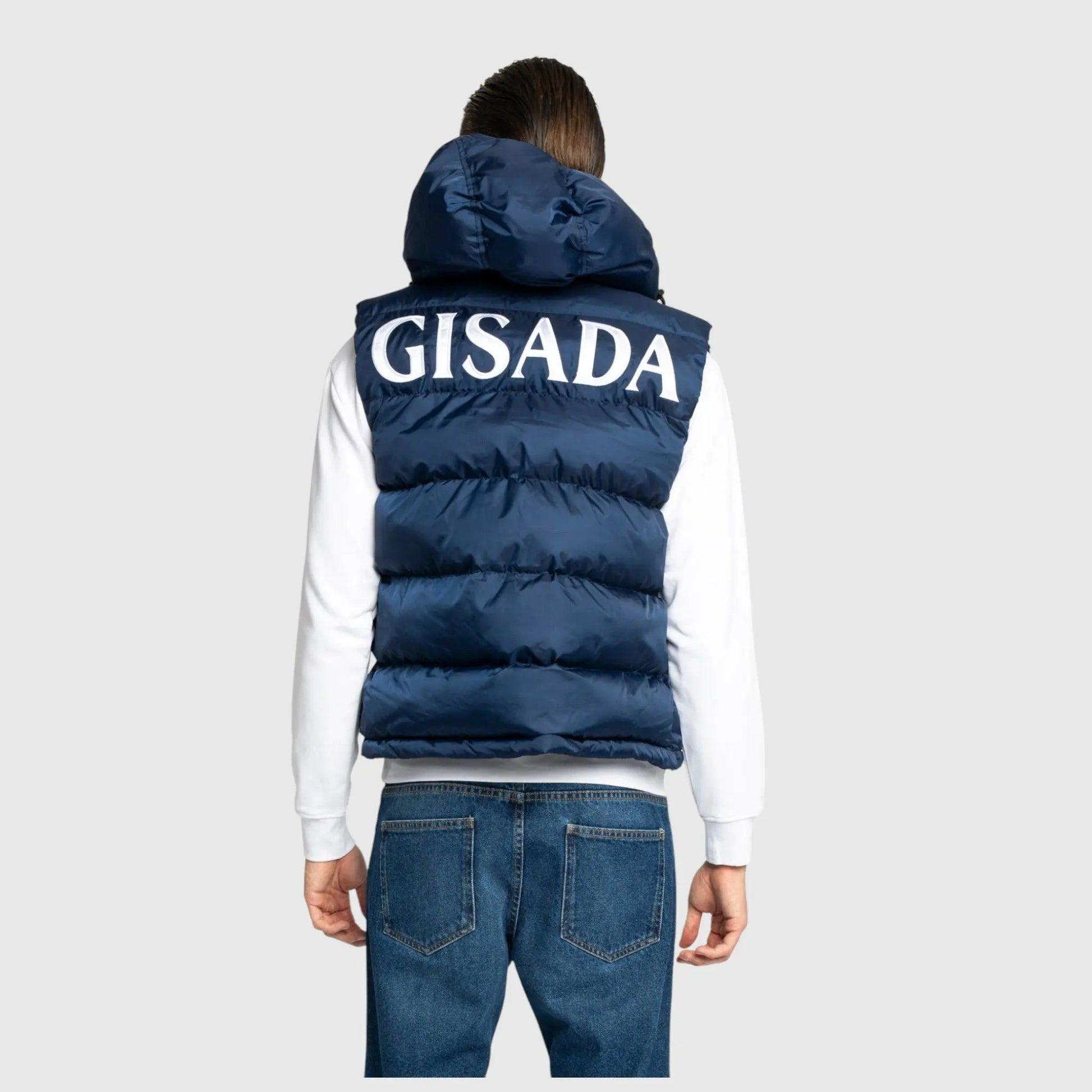 Puffer Gilet with Logo Patch on Back - Gisada.com