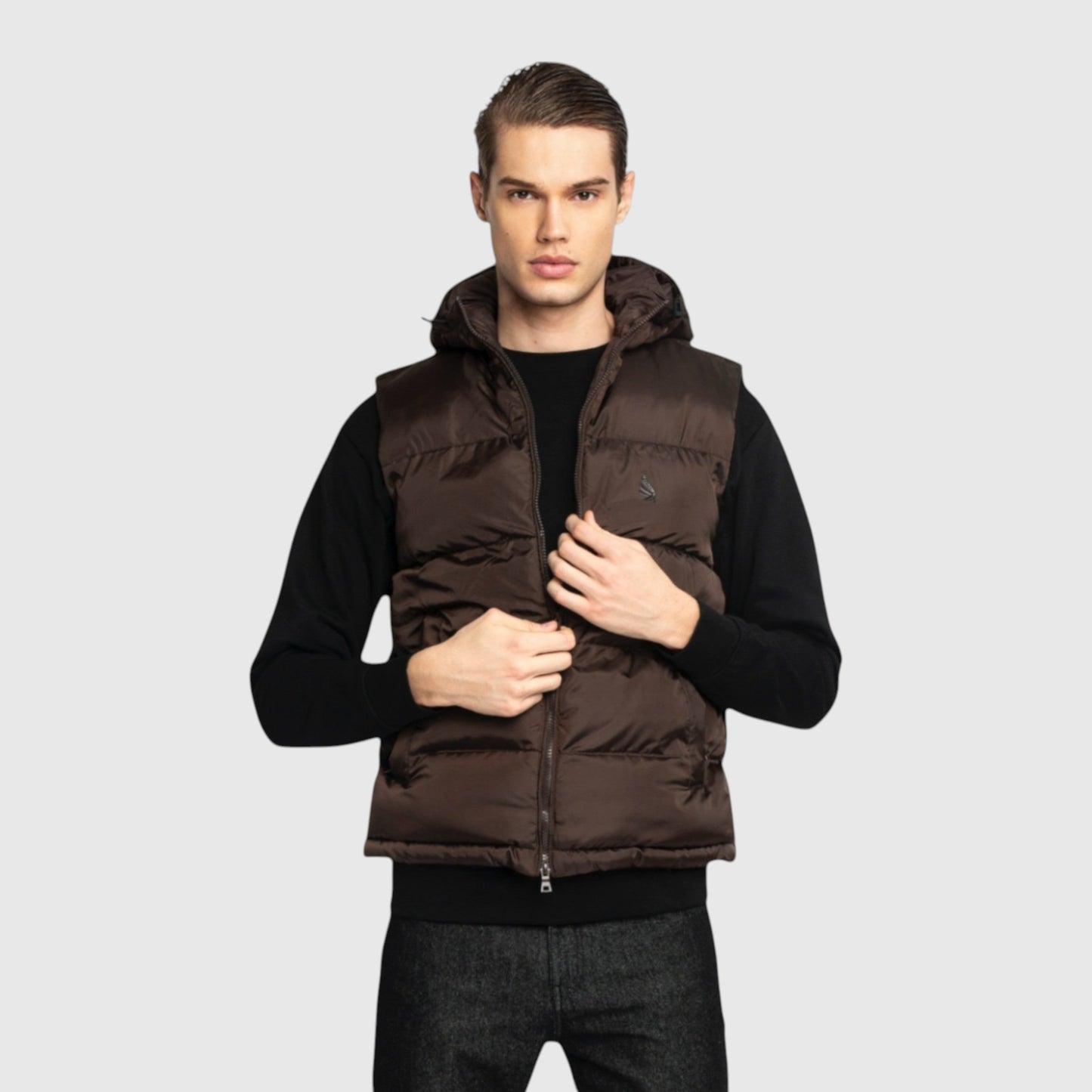 Puffer Gilet with Logo Patch on Back - Gisada.com