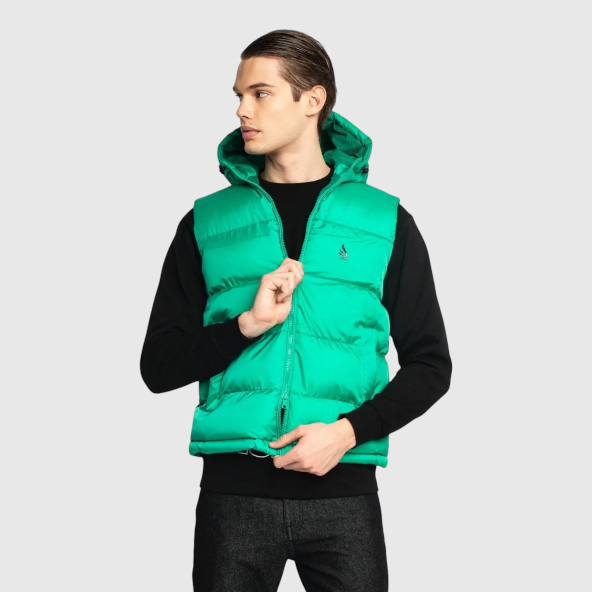Puffer Gilet with Logo Patch on Back - Gisada.com