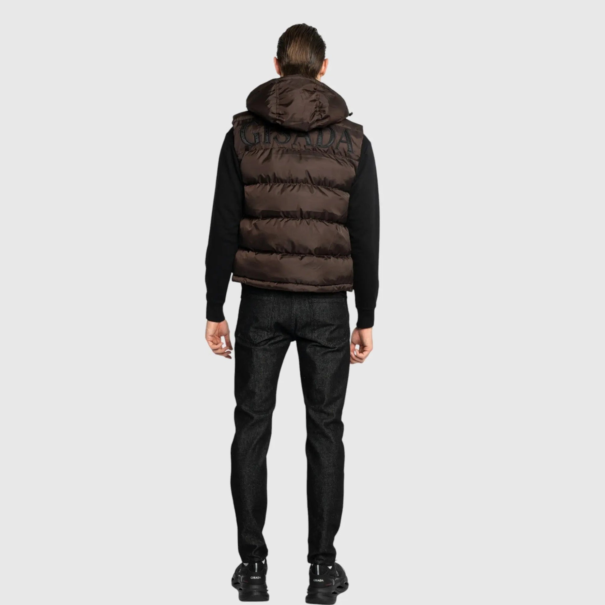 Puffer Gilet with Logo Patch on Back - Gisada.com