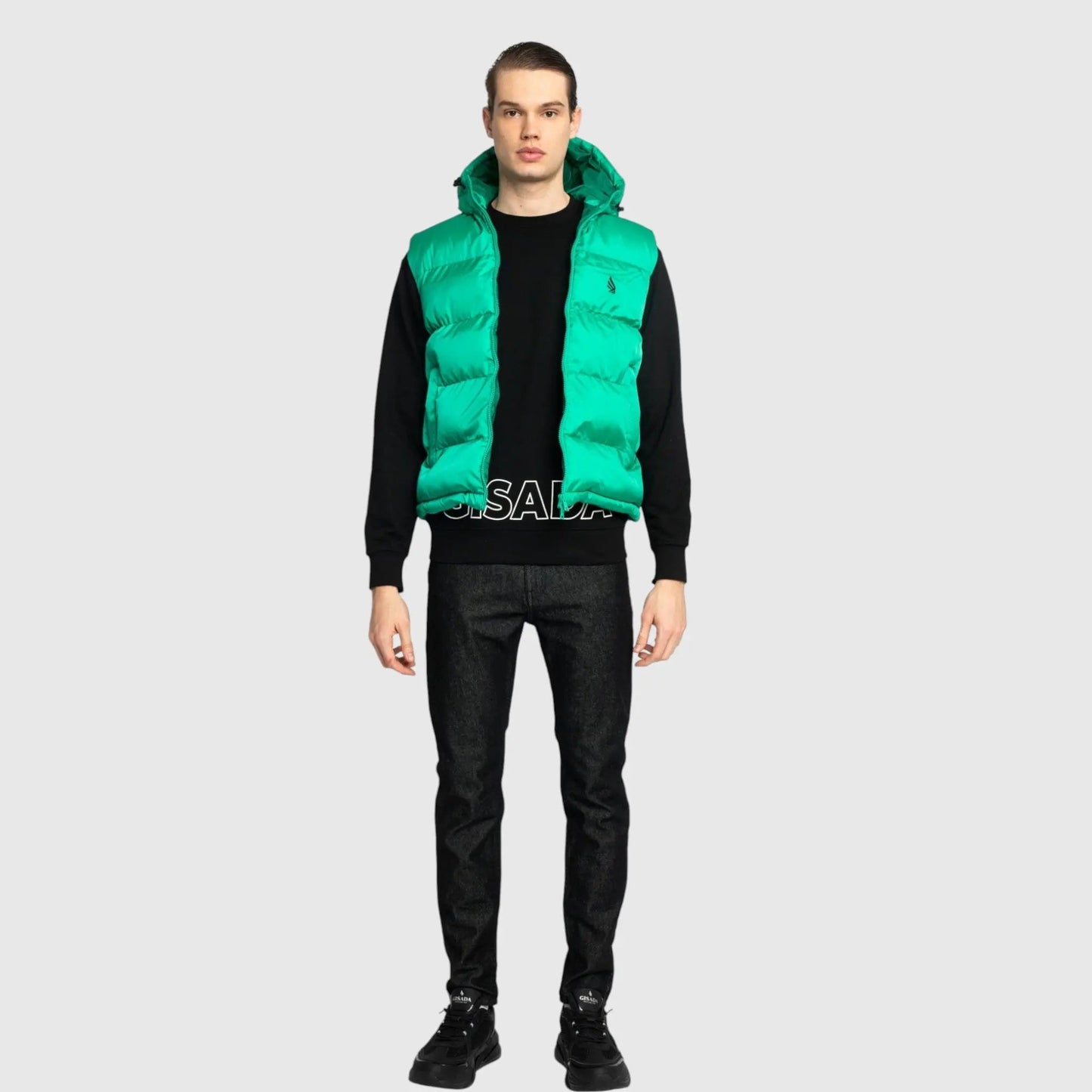 Puffer Gilet with Logo Patch on Back - Gisada.com