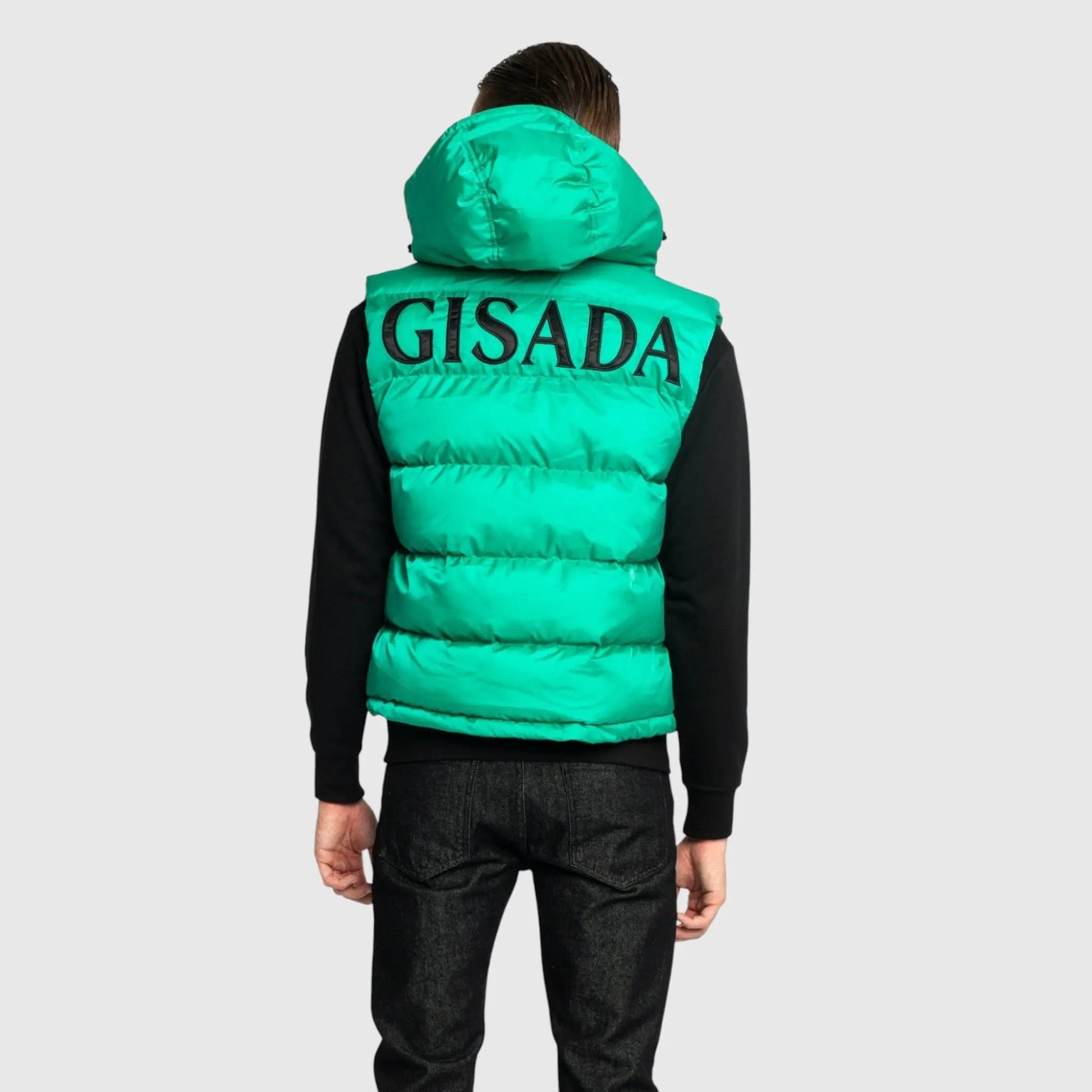 Puffer Gilet with Logo Patch on Back - Gisada.com