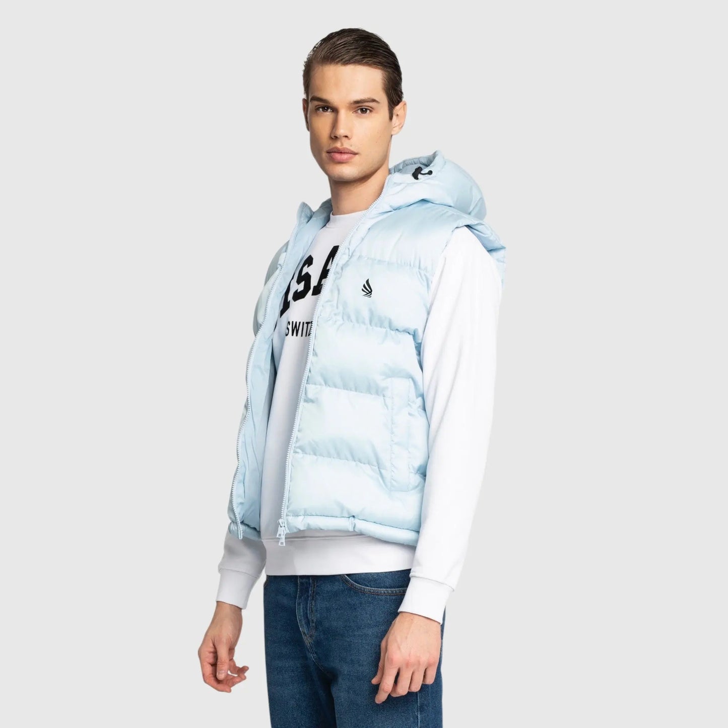 Puffer Gilet with Logo Patch on Back - Gisada.com