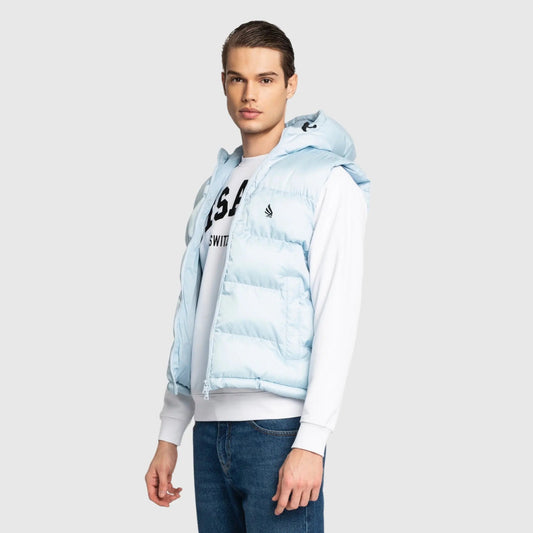 Puffer Gilet with Logo Patch on Back - Gisada.com