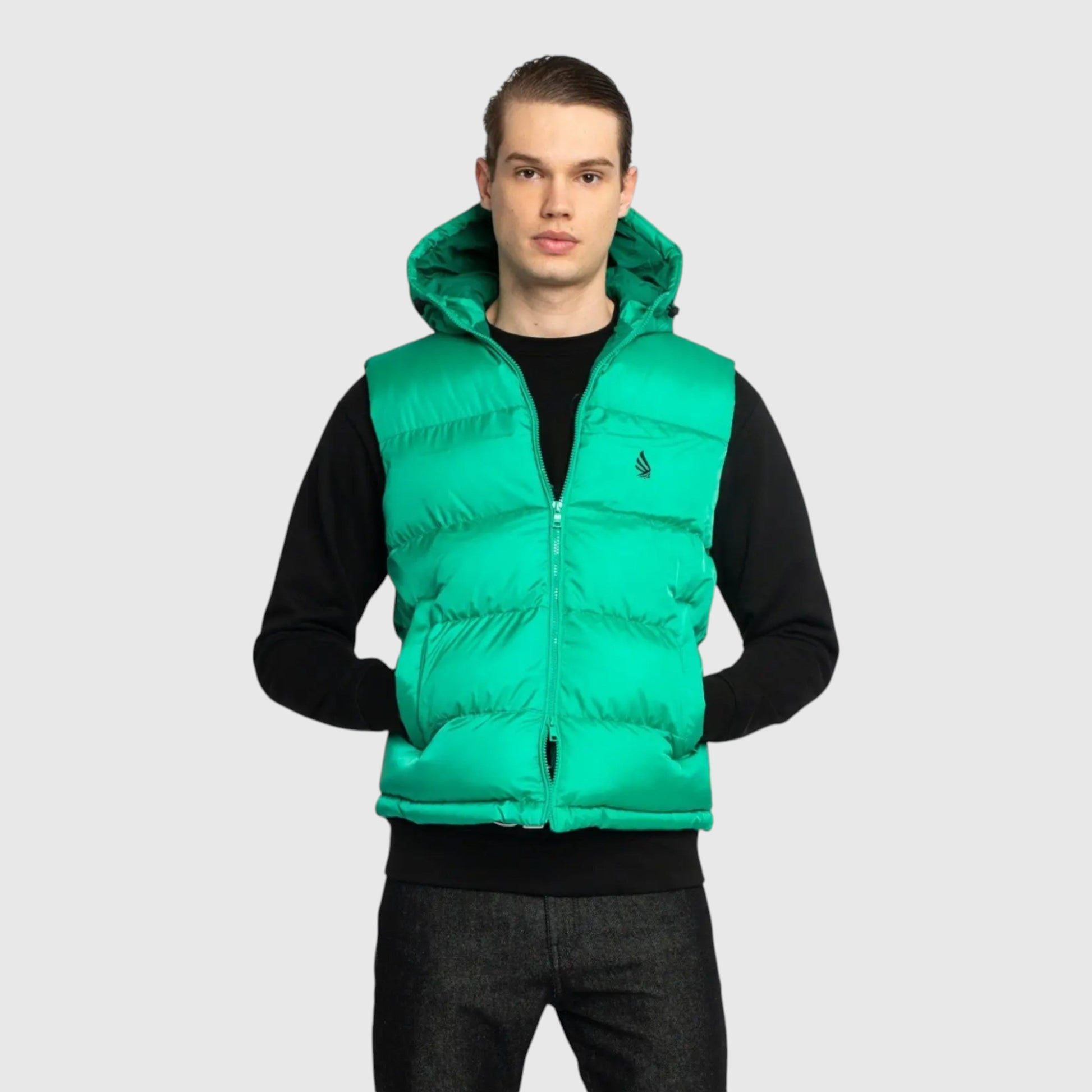Puffer Gilet with Logo Patch on Back - Gisada.com