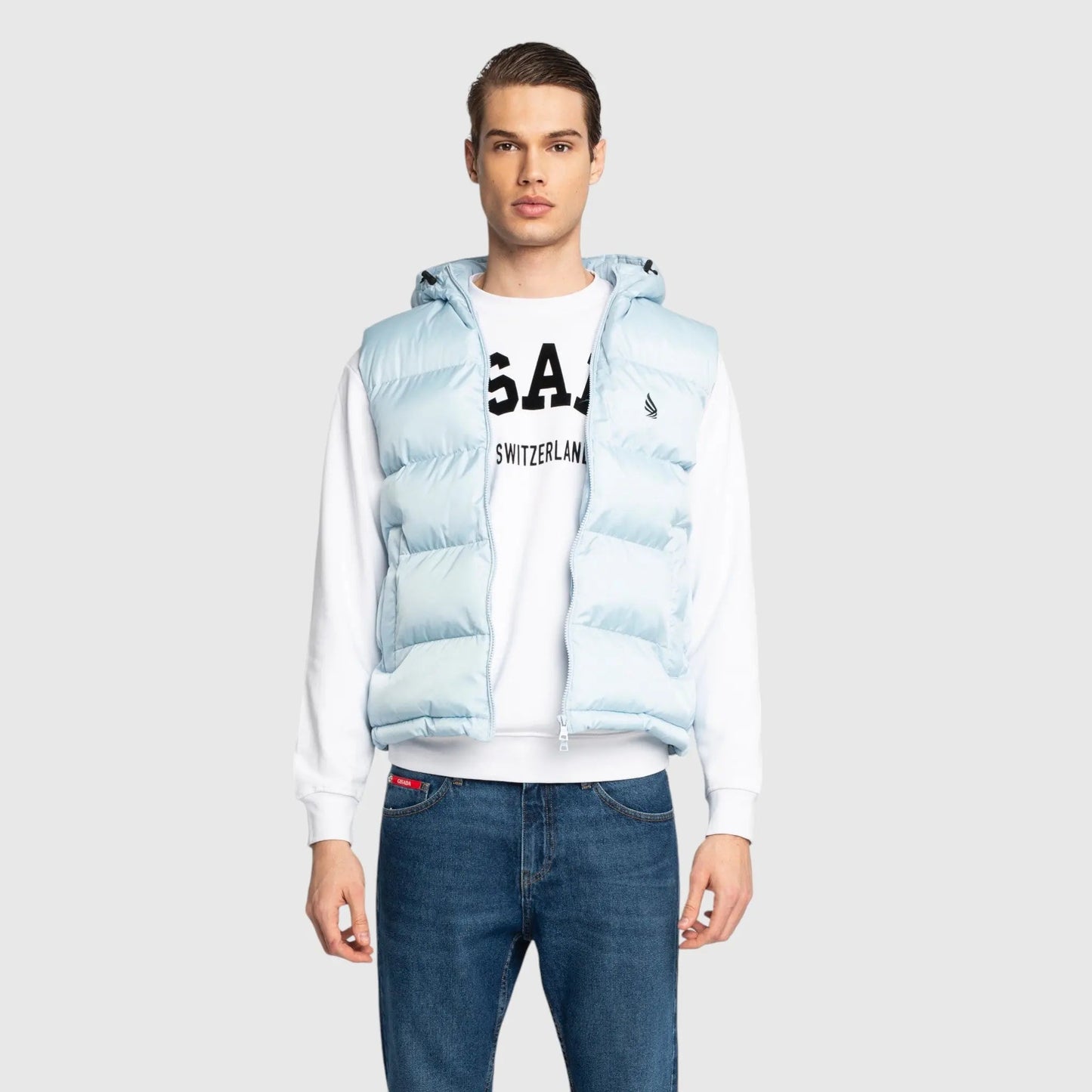 Puffer Gilet with Logo Patch on Back - Gisada.com