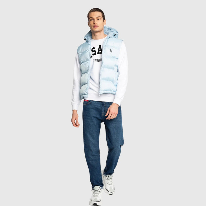 Puffer Gilet with Logo Patch on Back - Gisada.com