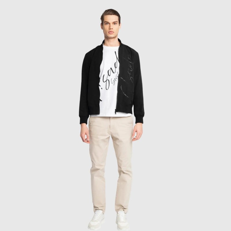 Regular Fit Bomber Jacket in Nylon with Cursive Print - Gisada.com