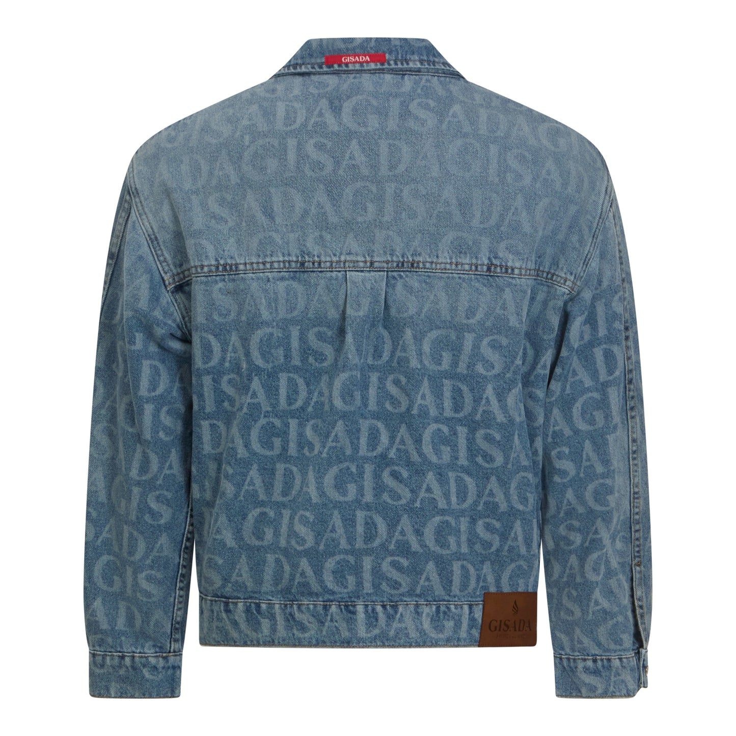Regular Fit Denim Jacket with Allover Gisada Logo - Gisada.com
