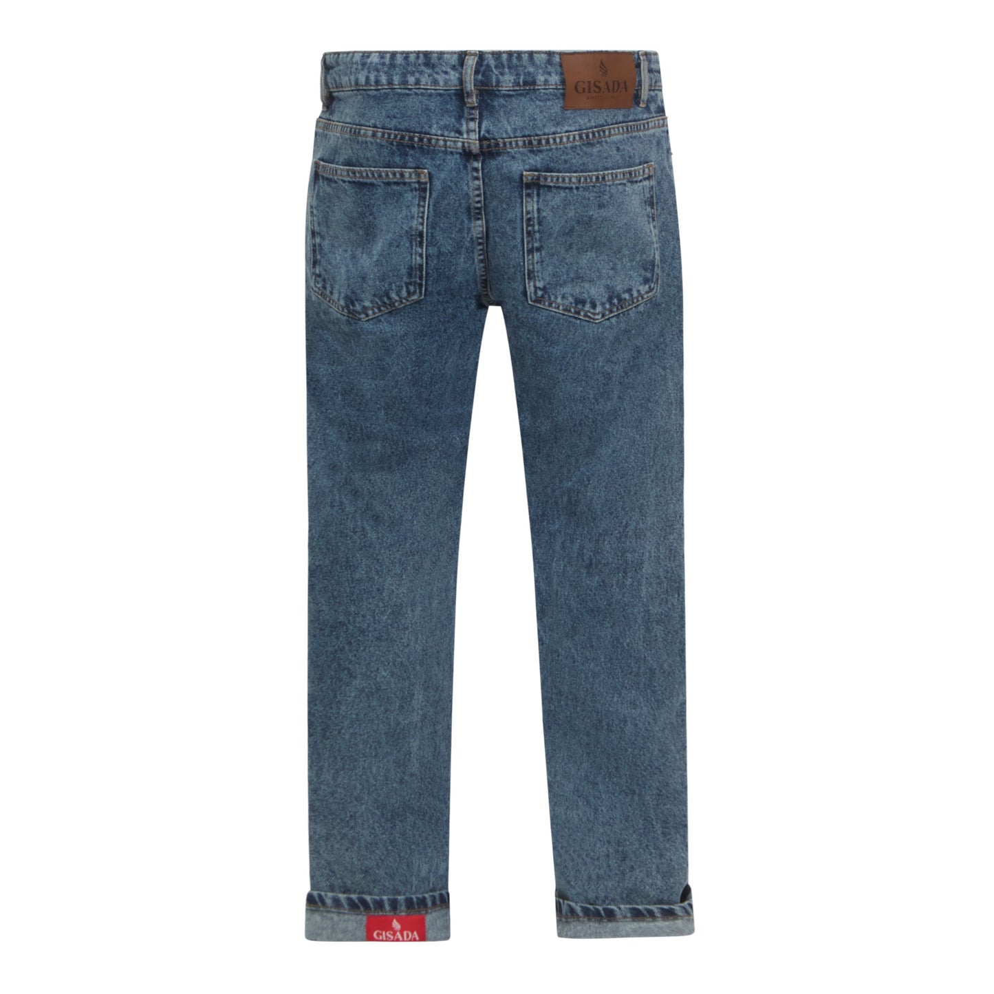 Regular Fit Denim Jeans with Inside Bottom Label - Gisada.com
